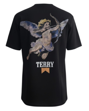 Terry negra espalda Camiseta Estampada Terry